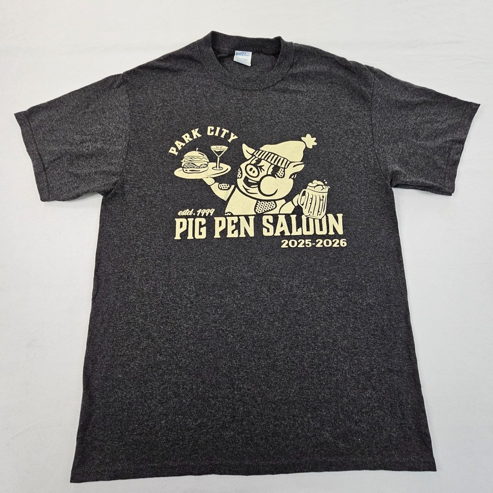 Pig Pen Saloon Park City UT Gray Short Sleeve Cotton Blend T-Shirt Men's M